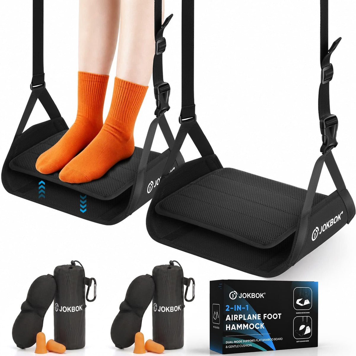 ExtraWide 2in1 Airplane Foot Hammock, Foot Rest for Air Travel, Long Flight