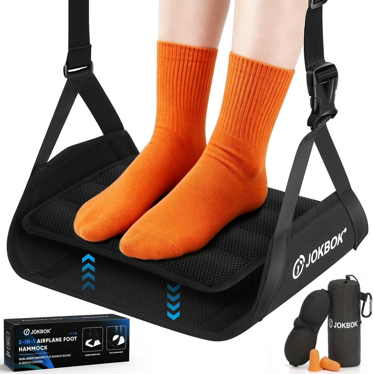 ExtraWide 2in1 Airplane Foot Hammock, Foot Rest for Air Travel, Long Flight