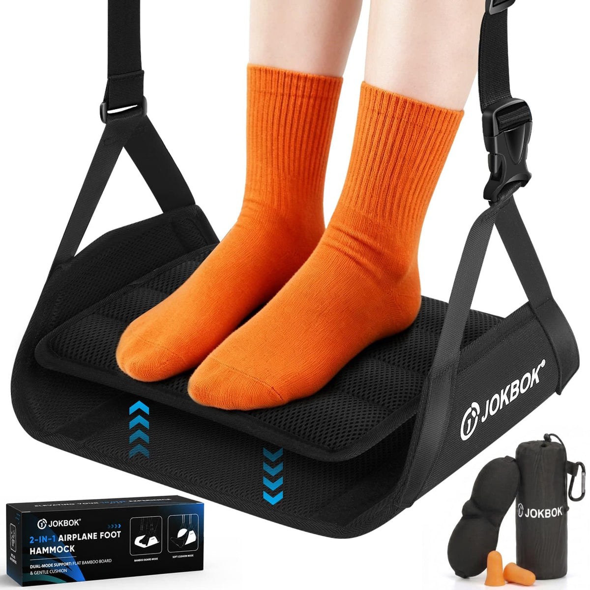 ExtraWide 2in1 Airplane Foot Hammock, Foot Rest for Air Travel, Long Flight