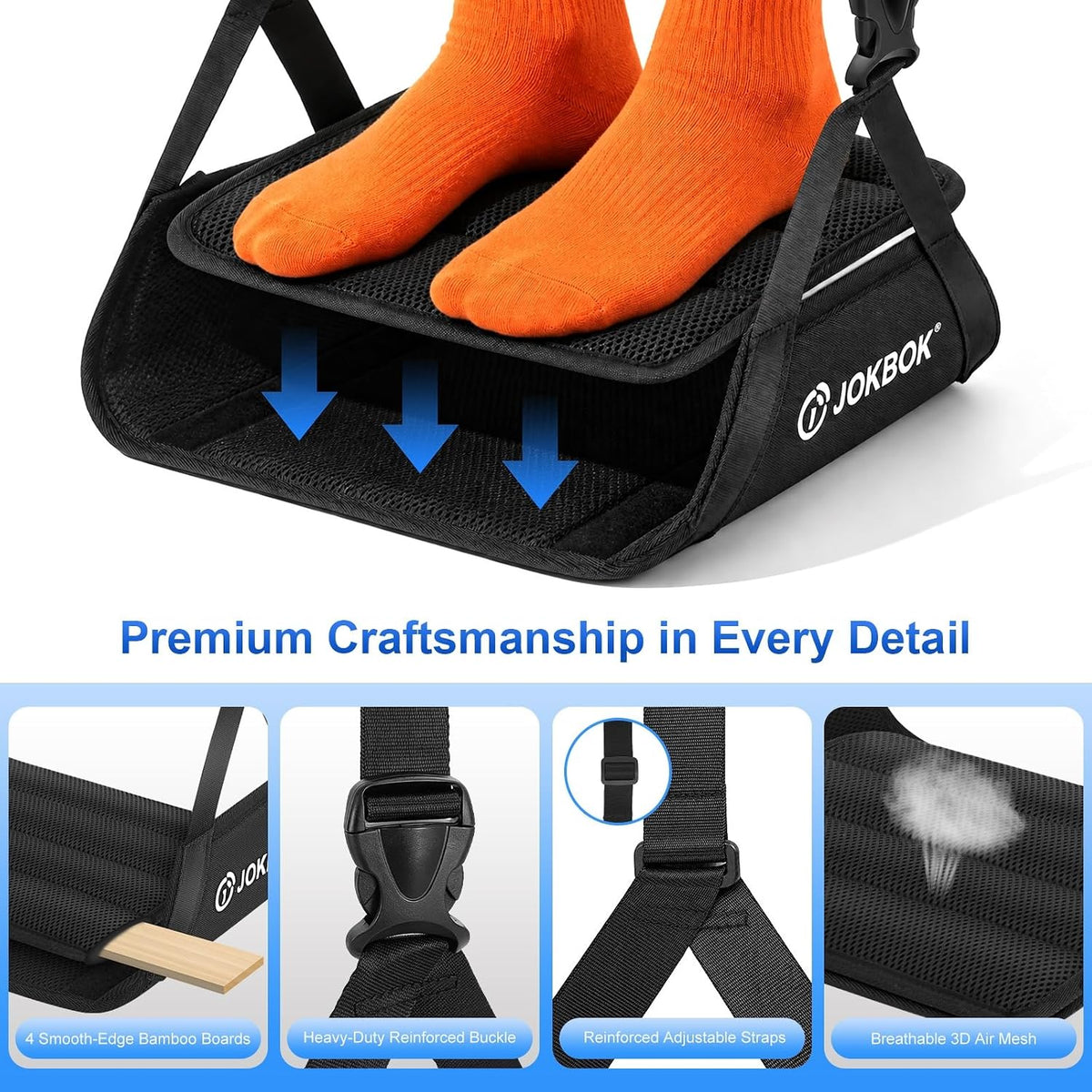 ExtraWide 2in1 Airplane Foot Hammock, Foot Rest for Air Travel, Long Flight